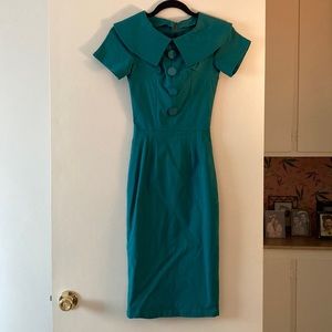 Bettie Page Jade Pencil Wiggle Dress